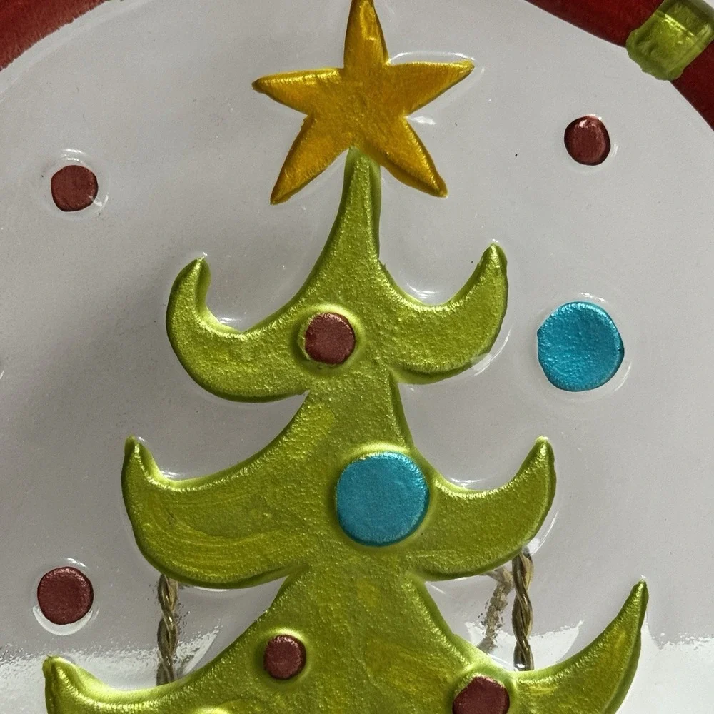 Lori Siebert Merry Christmas Tree Clear Embossed Hand Painted 8